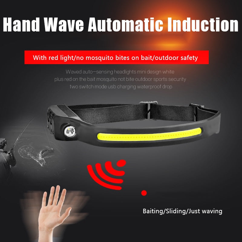 350LM COB LED Rechargeable Induction Headlamp with 1200mAh Battery, Type C USB Charging, 5 Modes (10005213) - Electromann SA