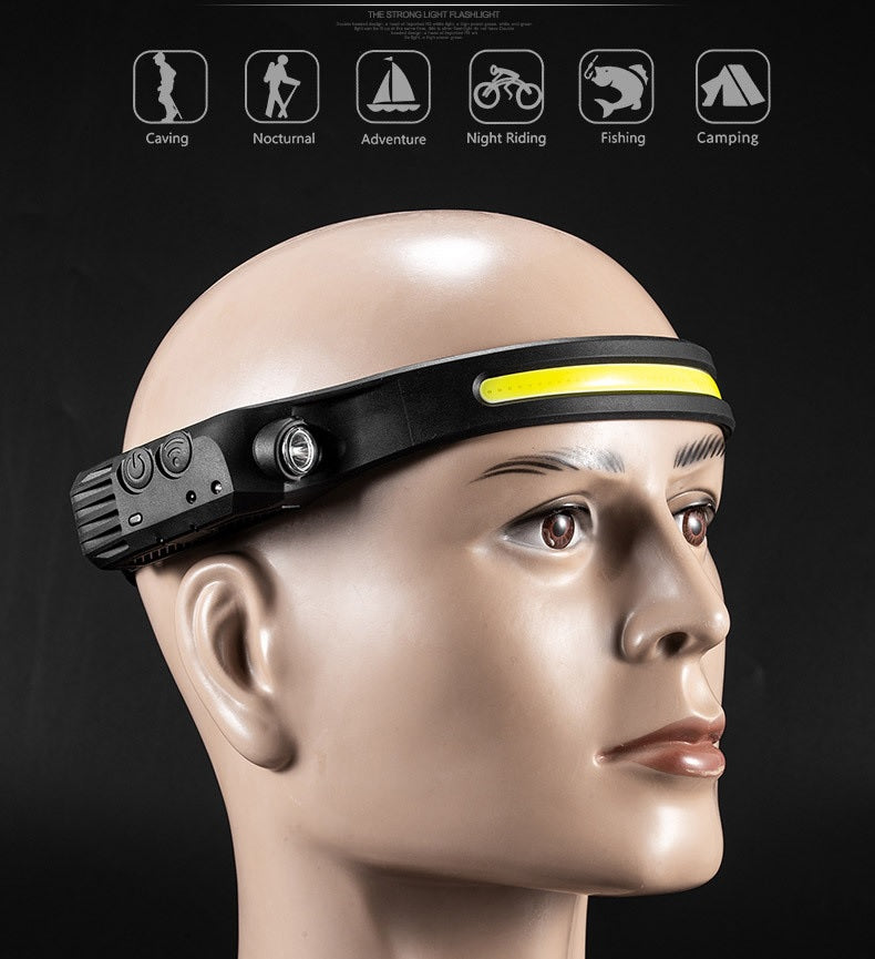350LM COB LED Rechargeable Induction Headlamp with 1200mAh Battery, Type C USB Charging, 5 Modes (10005213) - Electromann SA