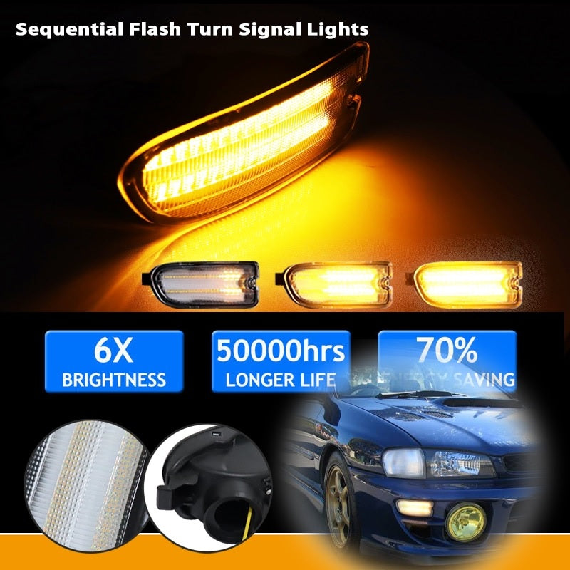 Front Bumper Sequential Amber Turn Signal Lights for Subaru GC8 - Electromann SA