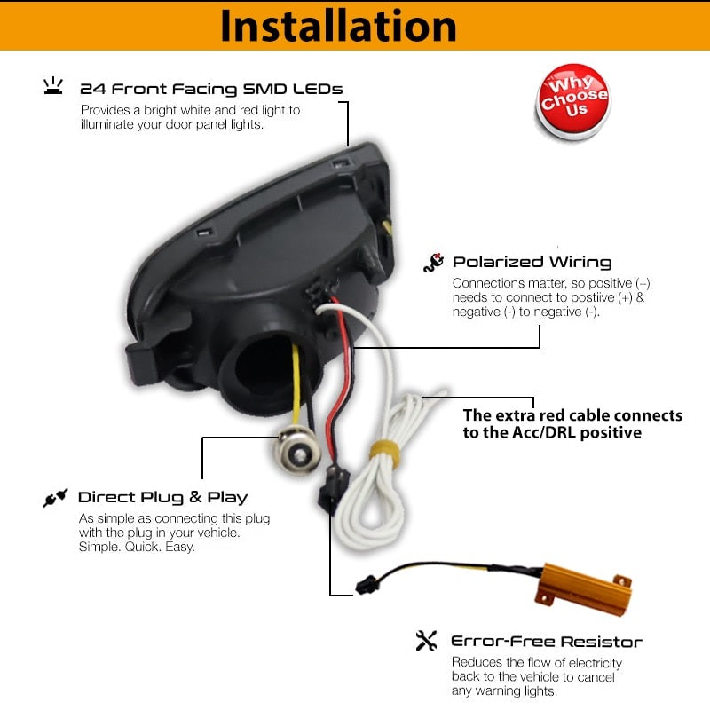 Front Bumper Sequential Amber Turn Signal Lights for Subaru GC8 - Electromann SA