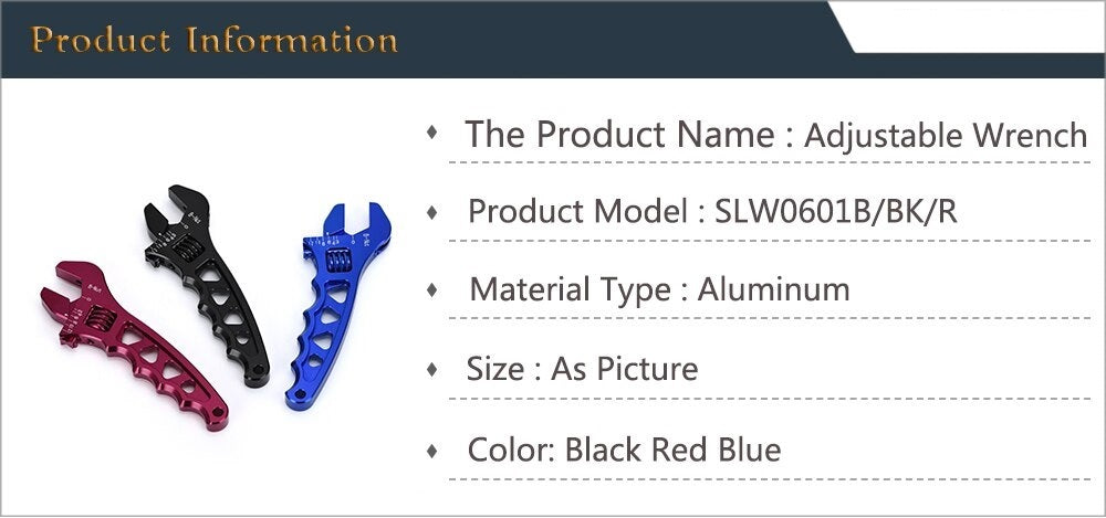 Adjustable Aluminum Wrench Spanner for AN Fittings - Electromann SA