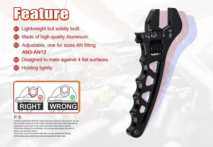 Adjustable Aluminum AN Wrench Spanner - Electromann SA