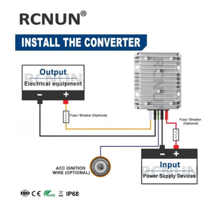 RCNUN High Quality 48V to 12V 30A DC to DC Step Down Converter - Efficiently Convert High Voltage DC Power - Electromann SA