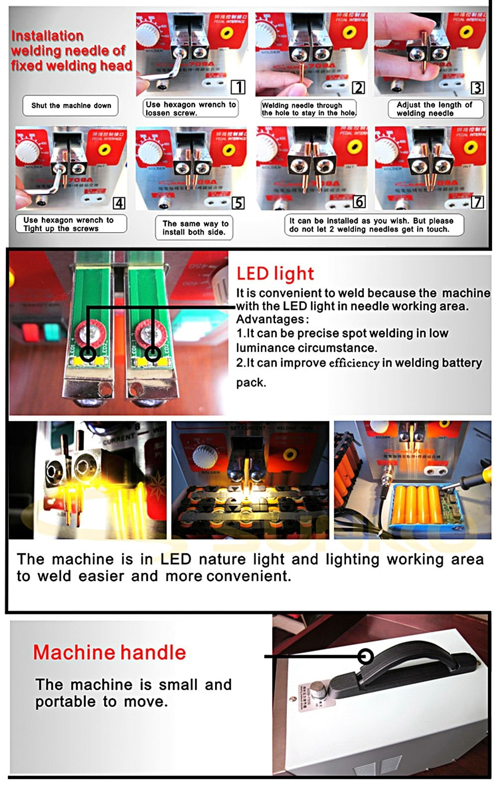 SUNKKO 709A Spot Welder for Lithium Battery Packs - Portable and Reliable - Electromann SA