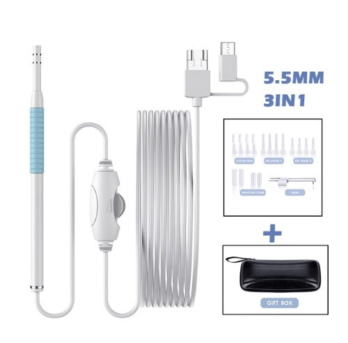 Buy Ear Cleaning Otoscope Camera 5.5MM 3in1 - Examine and Clean Ears Easily - Electromann SA