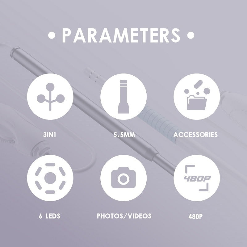 Buy Ear Cleaning Otoscope Camera 5.5MM 3in1 - Examine and Clean Ears Easily - Electromann SA
