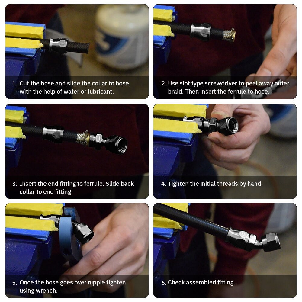 PTEF AN10 90 Degree Hose End Fitting For Stainless Steel Braided Hose - Electromann SA