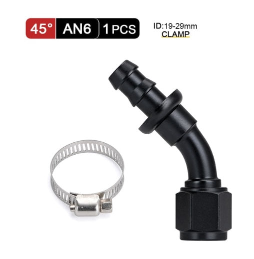 Universal AN6 Push-on 45Degree Reusable Hose End Fittings - Electromann SA