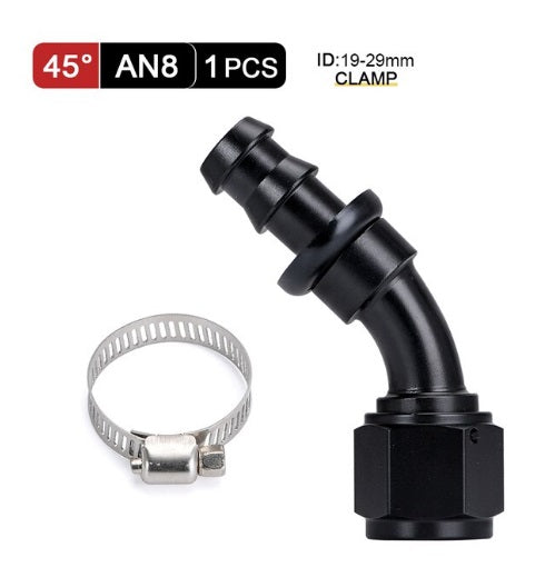 Universal AN8 Push-on 45Degree Reusable Hose End Fittings - Electromann SA