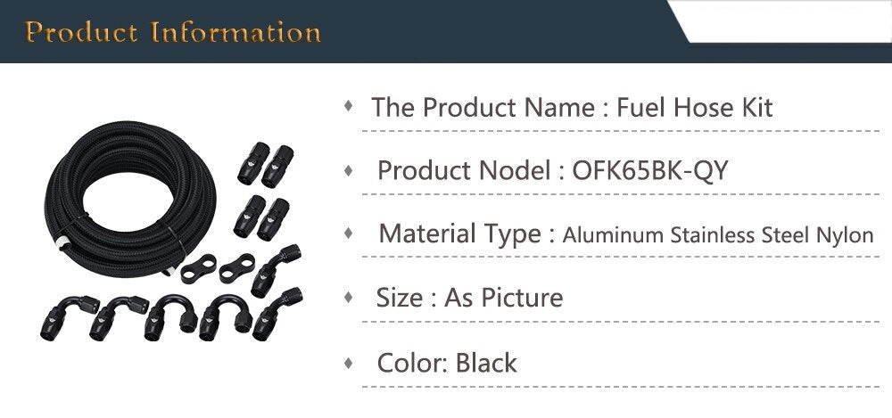 Buy High-Quality 5Meter AN6 Braided Oil/Fuel Hose Kit with Fittings and Clamps - Electromann SA