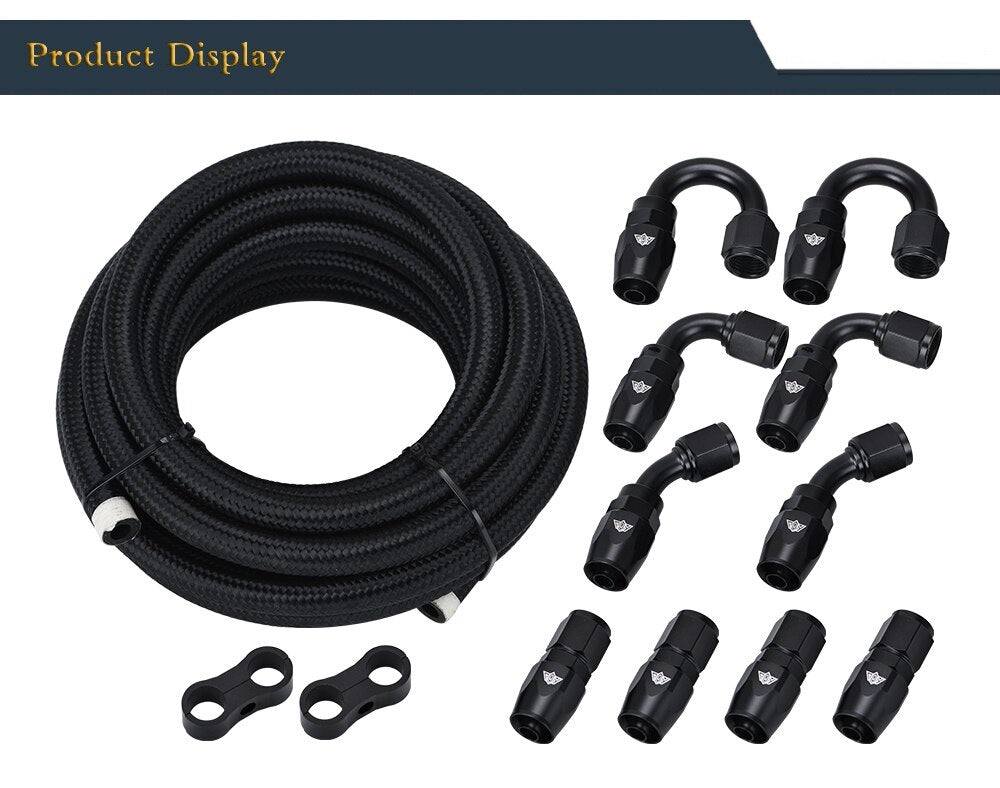 Buy High-Quality 5Meter AN6 Braided Oil/Fuel Hose Kit with Fittings and Clamps - Electromann SA