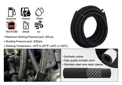 Buy High-Quality 5Meter AN6 Braided Oil/Fuel Hose Kit with Fittings and Clamps - Electromann SA