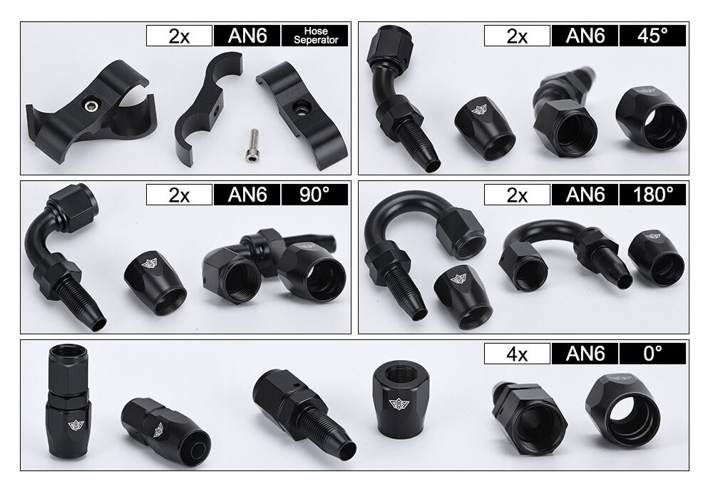 Buy High-Quality 5Meter AN6 Braided Oil/Fuel Hose Kit with Fittings and Clamps - Electromann SA