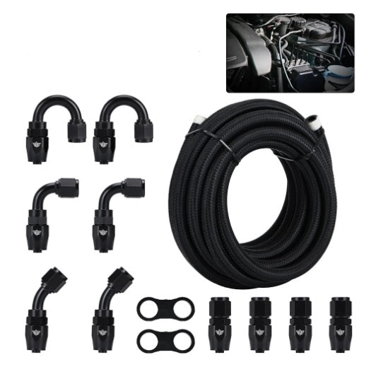 Buy High-Quality 5Meter AN6 Braided Oil/Fuel Hose Kit with Fittings and Clamps - Electromann SA