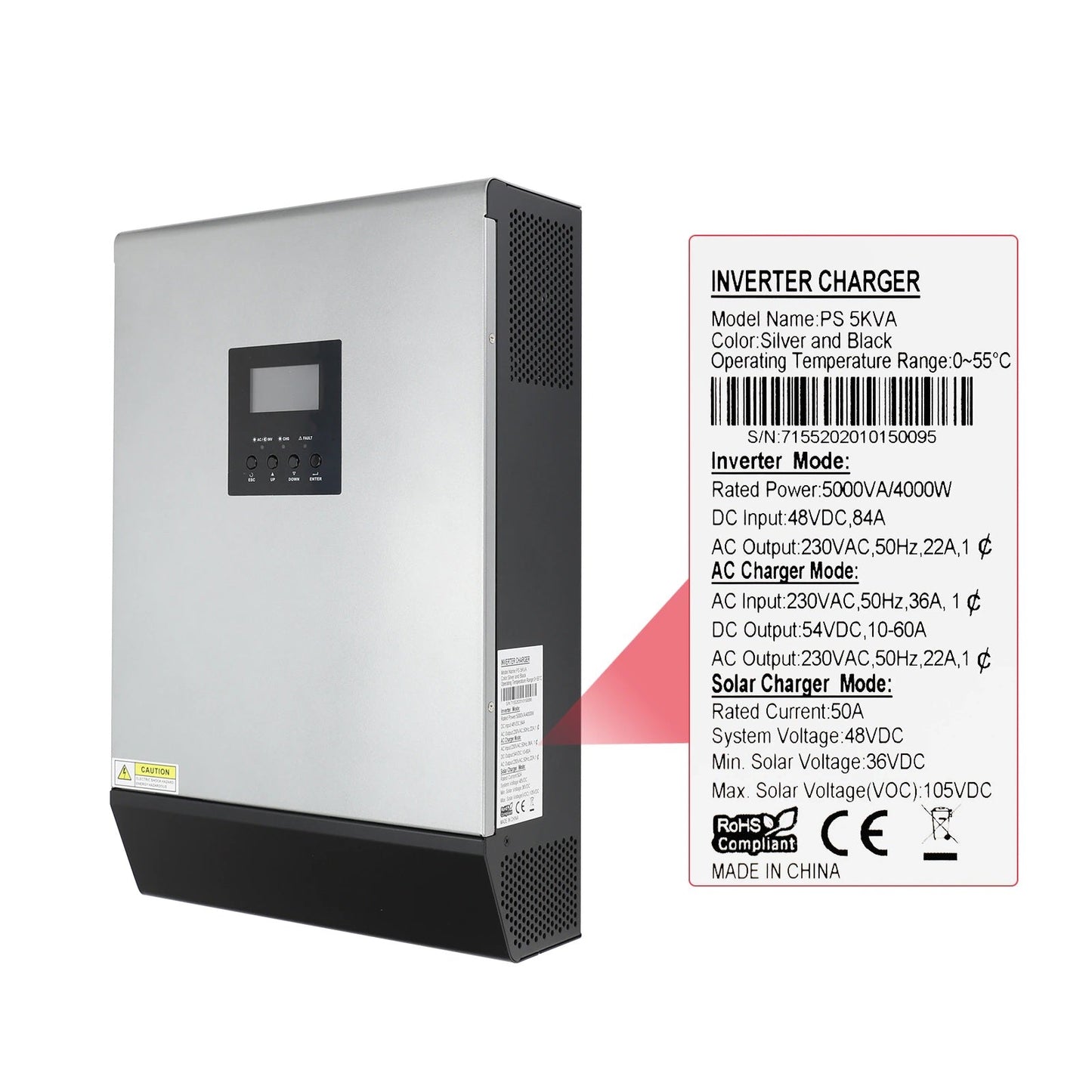 PowMr "Premium Quality" 5KVA 48v Parallel Pure Sine Wave Hybrid Solar Inverter - Efficient Solar Power Solution - Electromann SA