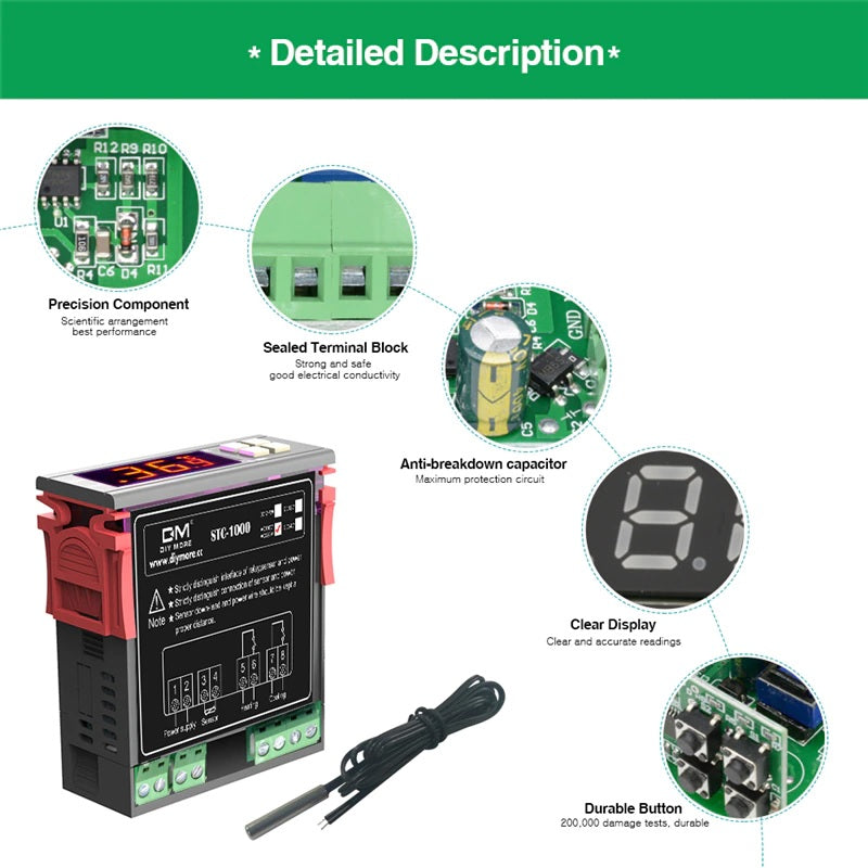STC-1000 AC220v Digital Temperature Controller - Electromann SA