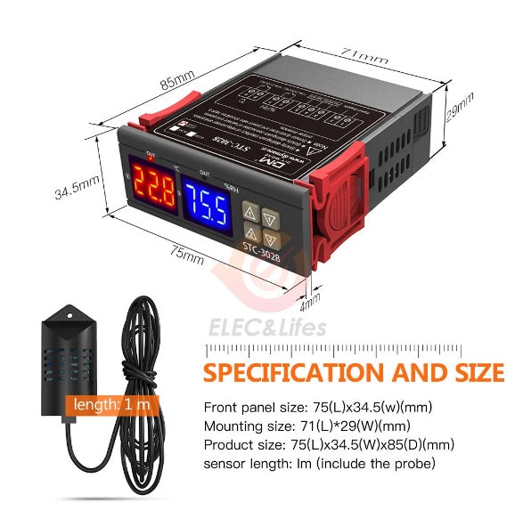 STC-3028 AC220v Digital Temperature Controller - Electromann SA