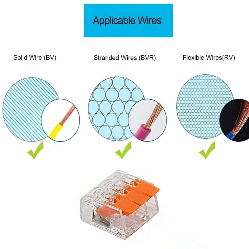75pcs 221 Electrical Quick Wire Block Connectors - Electromann SA