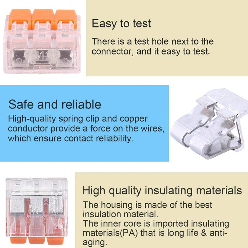 75pcs 221 Electrical Quick Wire Block Connectors - Electromann SA