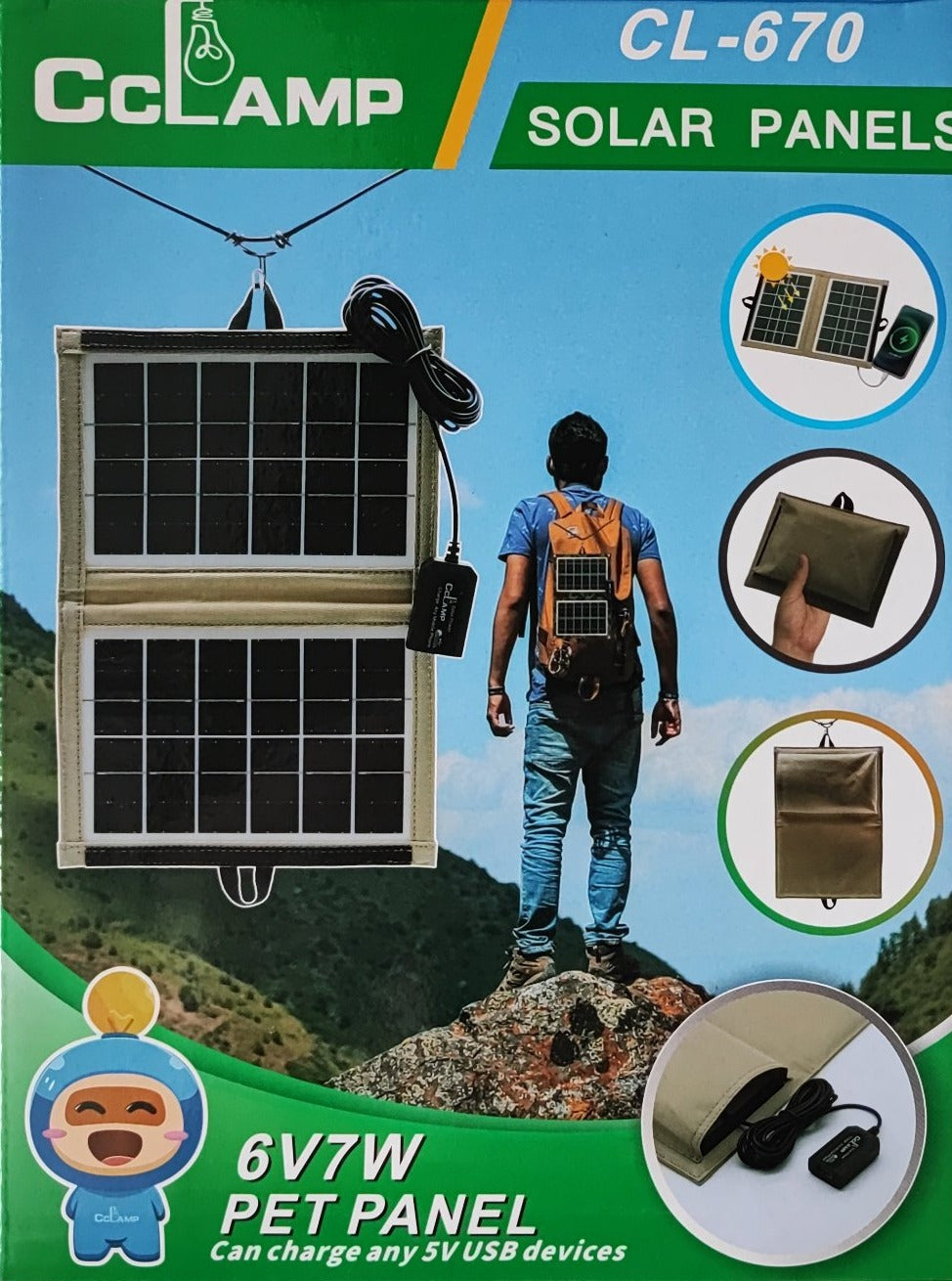 CCLamp CL-670 7W Solar Mobile Phone Charger Kit - Electromann SA
