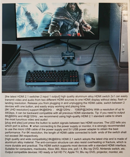 Andowl QZ8AB 8K Ultra HD HDTV 2.1 Switch - Electromann SA