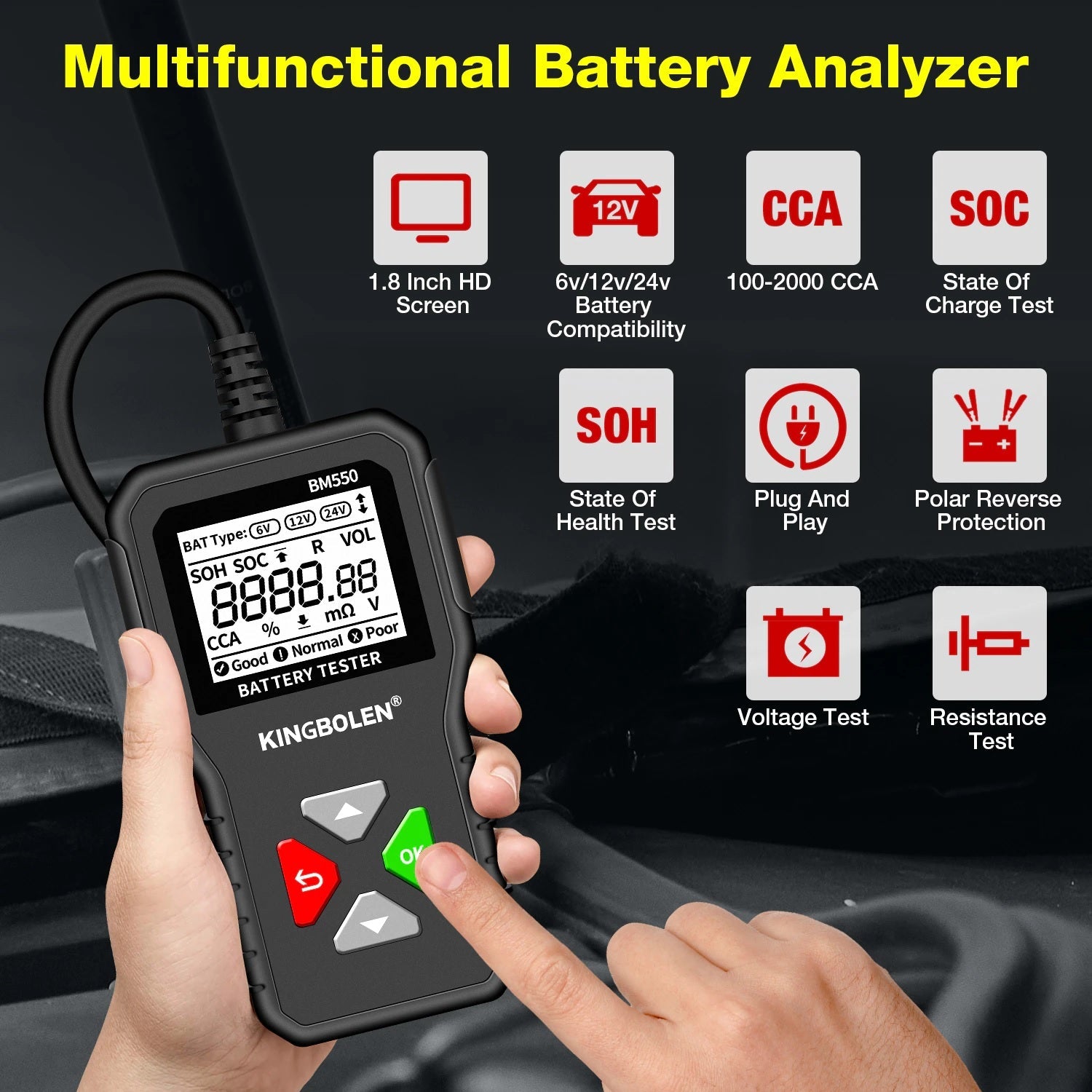 KINGBOLEN BM550 Car Battery Tester - Electromann SA