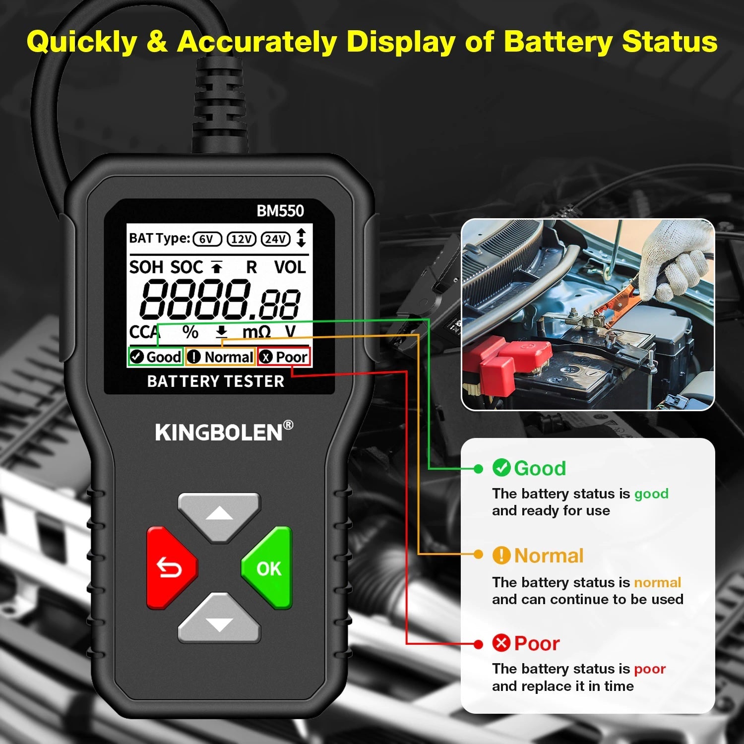 KINGBOLEN BM550 Car Battery Tester - Electromann SA