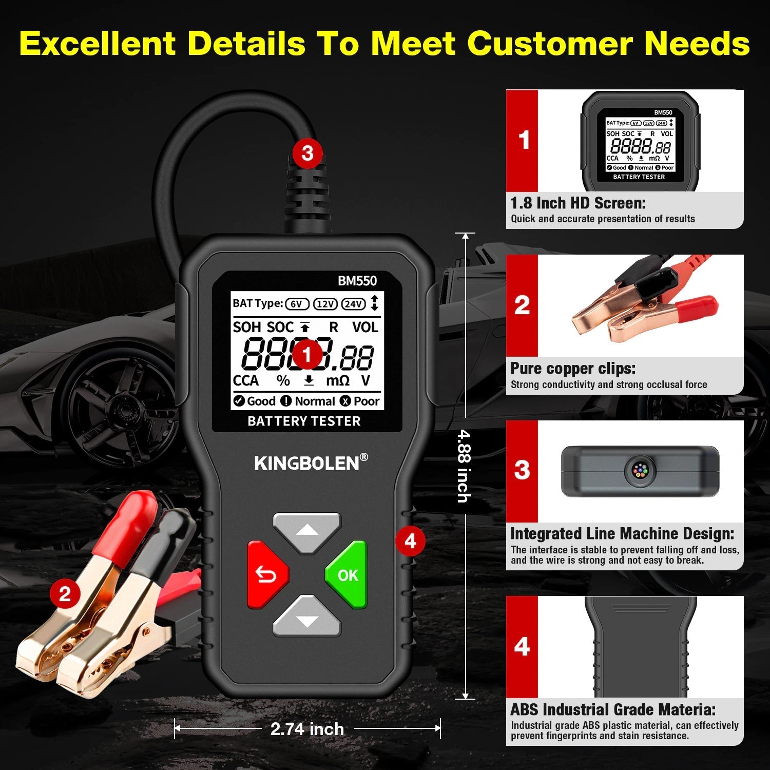 KINGBOLEN BM550 Car Battery Tester - Electromann SA