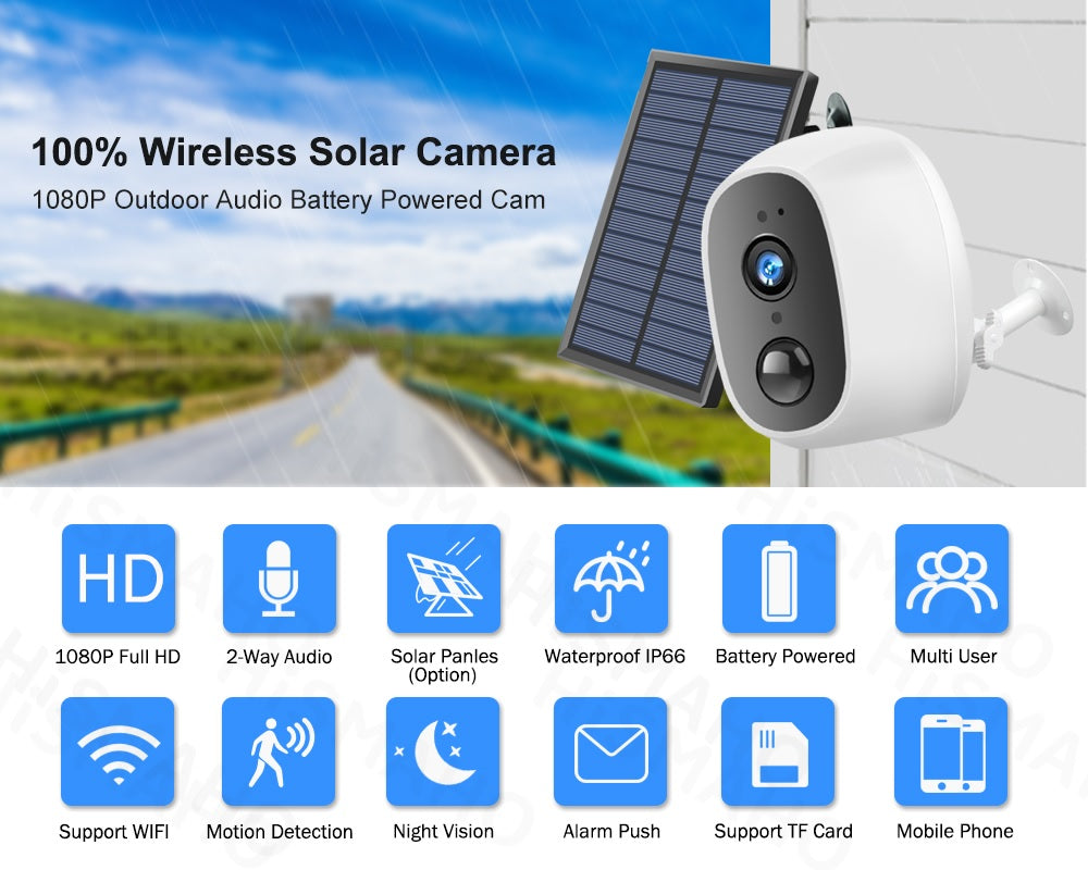 Solar Powered Wireless WiFi  Outdoor IP Camera - Electromann SA