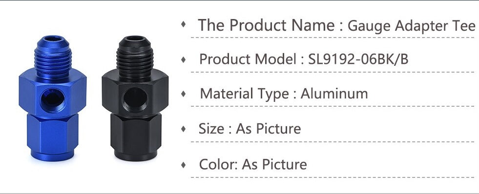 AN6 Male to Female 1/8" NPT Gauge / Sensor Side Port Adapter - Electromann SA