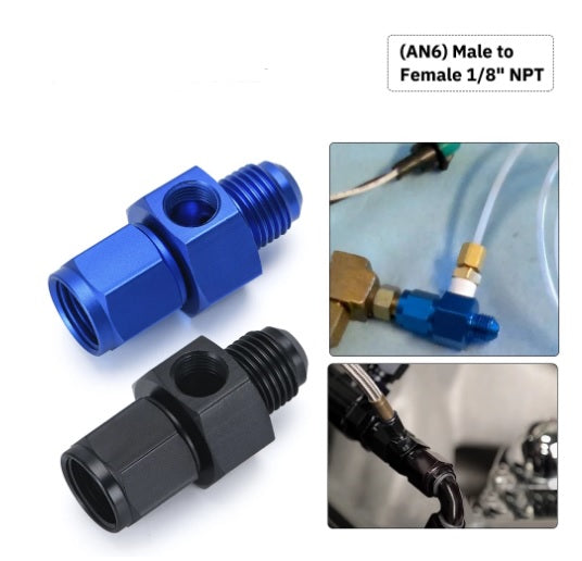 AN6 Male to Female 1/8" NPT Gauge / Sensor Side Port Adapter - Electromann SA