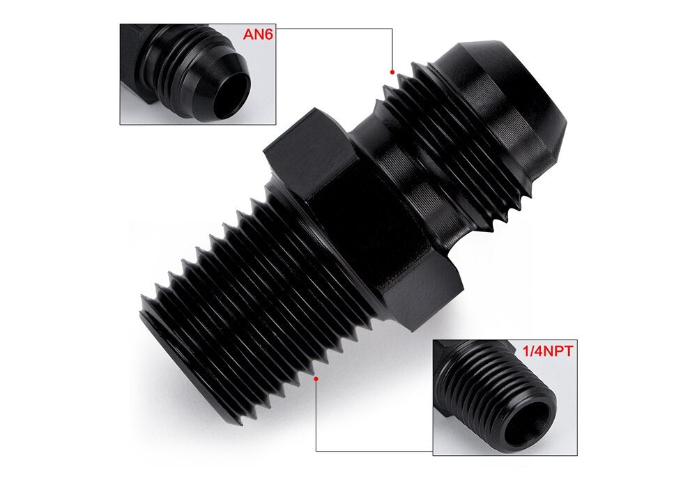 AN6 to 1/4 NPT Straight Adapter Flare Male Fitting - Electromann SA