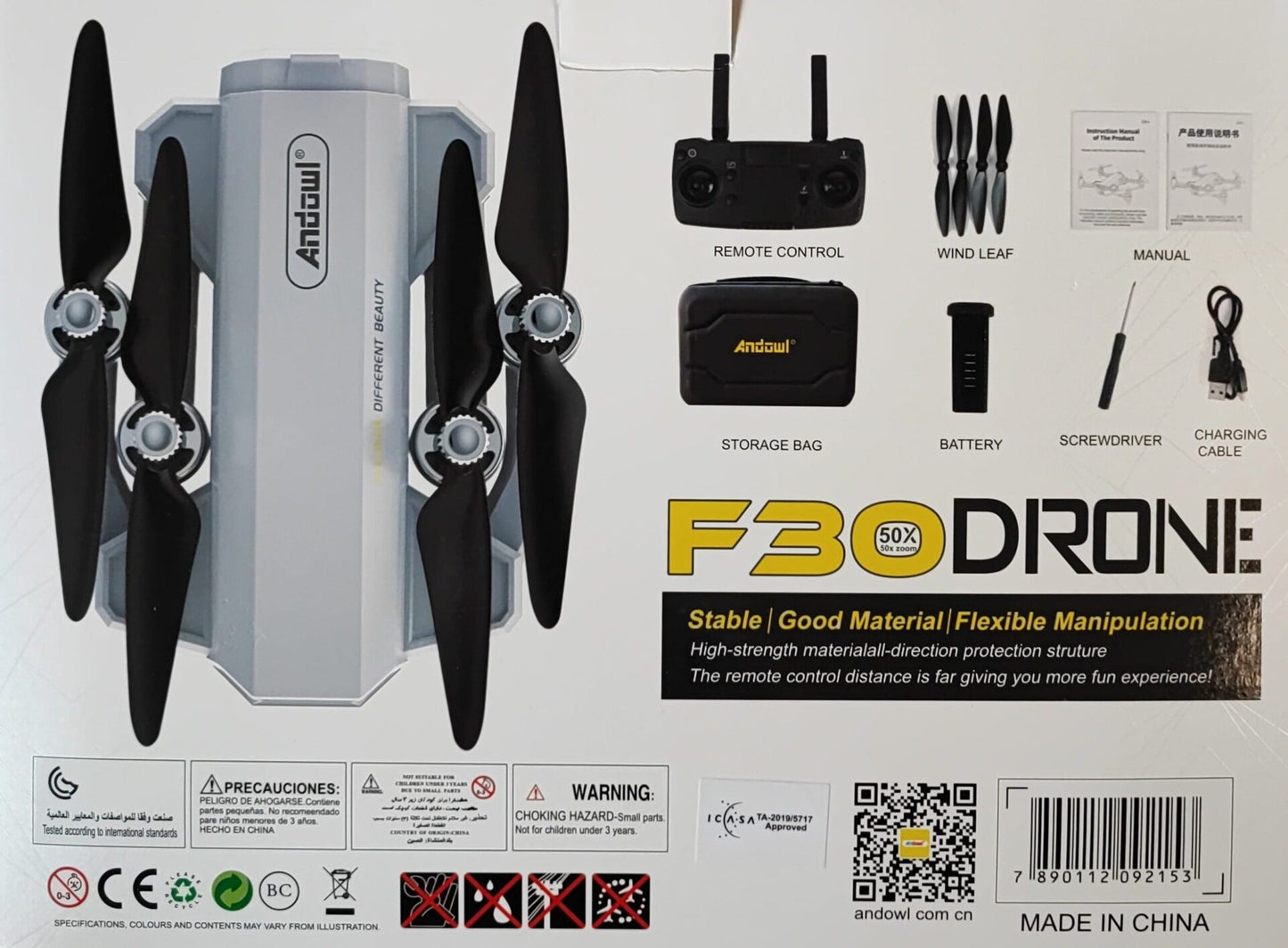 Andowl F30 GPS 4K HD Camera Wifi Foldable Drone - Electromann SA