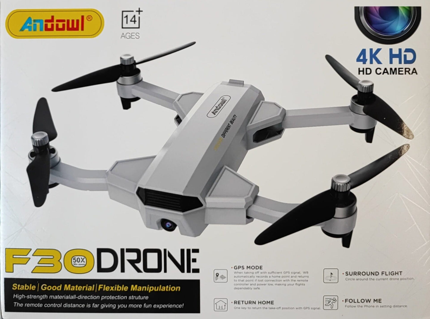 Andowl F30 GPS 4K HD Camera Wifi Foldable Drone - Electromann SA