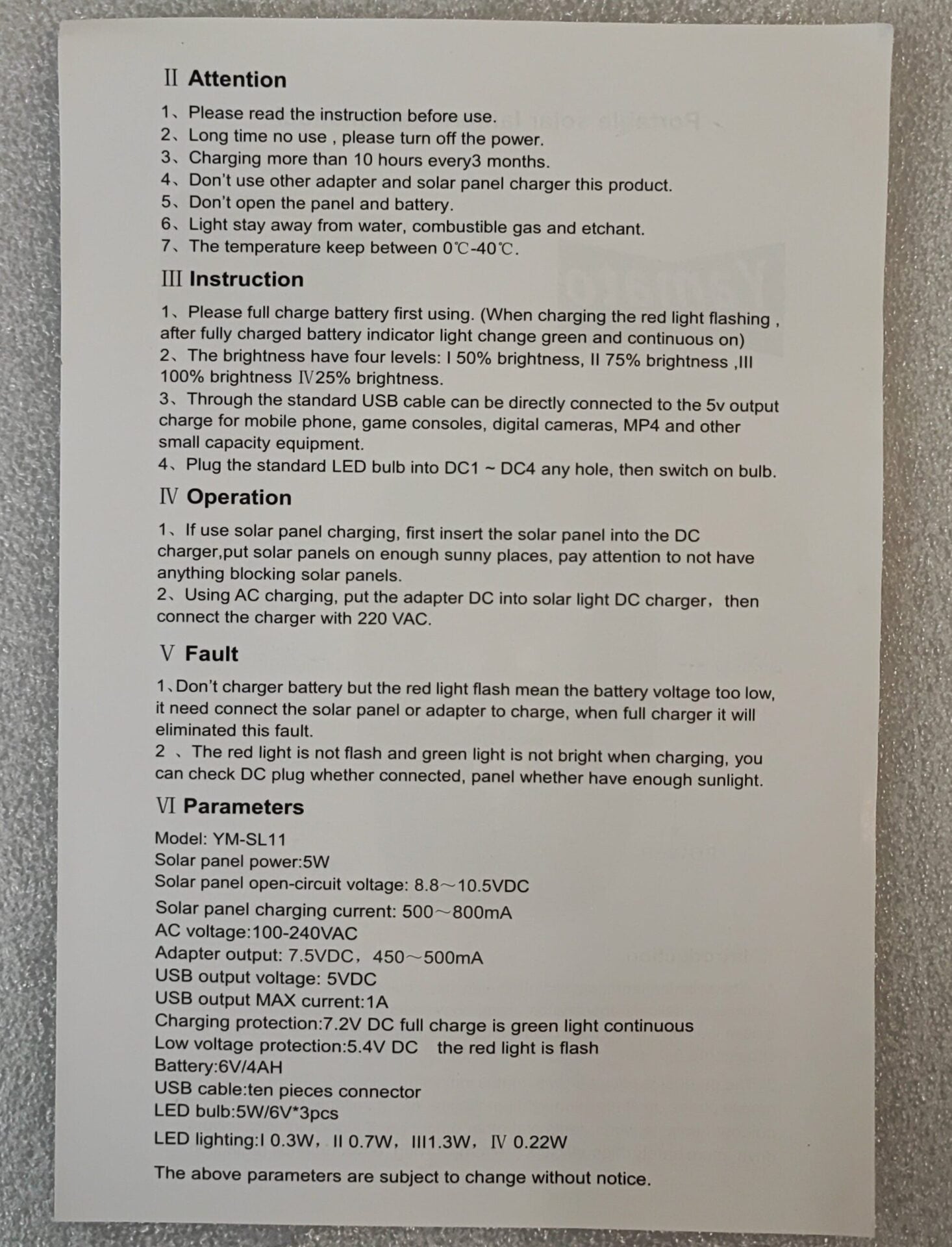 Yamato YM-SL11 3 LED Solar Portable Power Box Mobile Charger and Light - Electromann SA