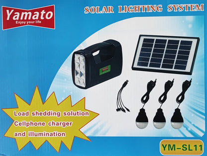 Yamato YM-SL11 3 LED Solar Portable Power Box Mobile Charger and Light - Electromann SA