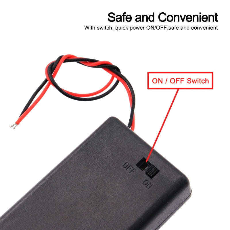 High quality AA 2 Slot Battery Holder with Switch & Cover - Electromann SA