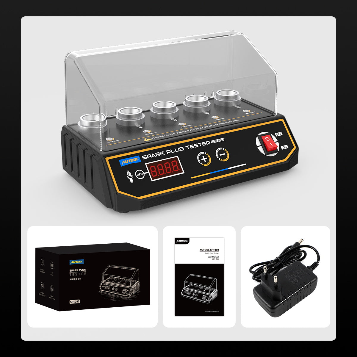 Autool SPT360 Car Spark Plug Tester with 5 Adjustable Testing Holes - Electromann SA