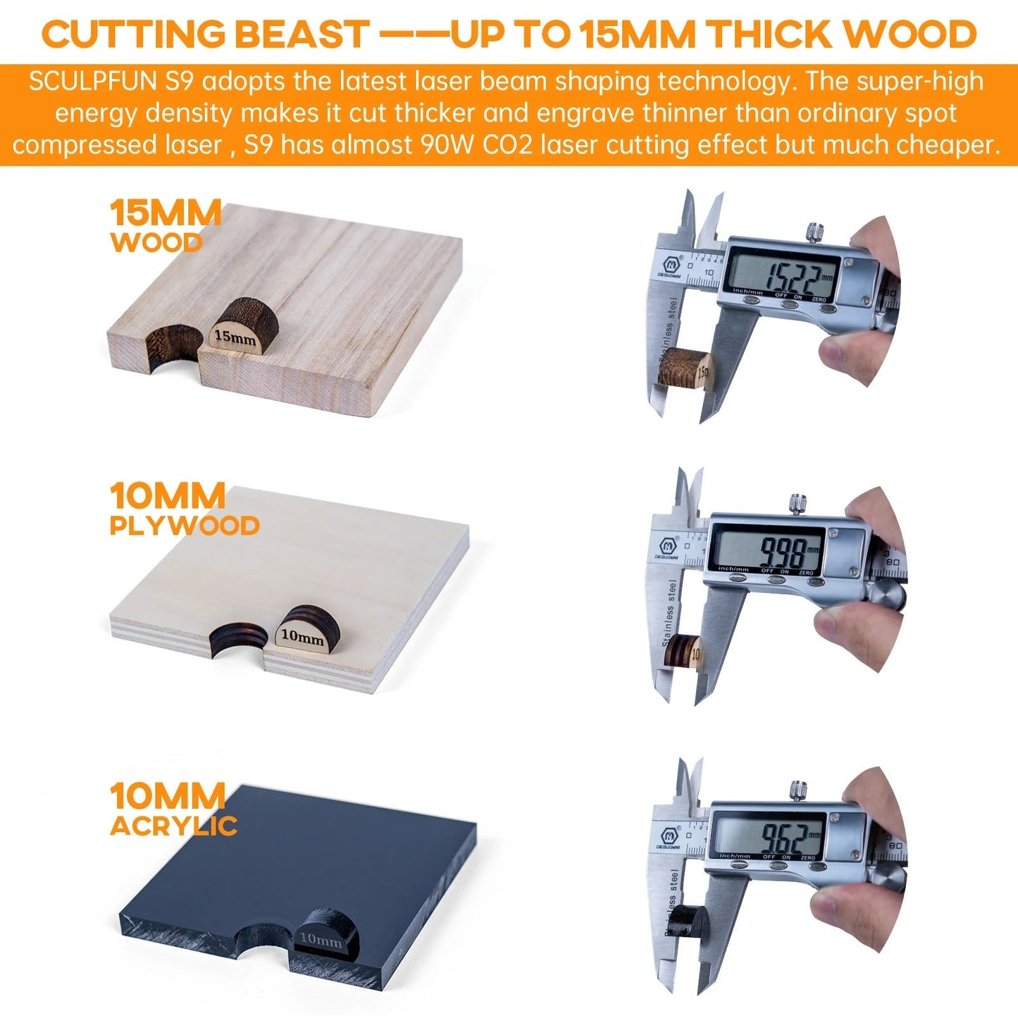 DEMO SCULPFUN S9 Laser Engraving and Cutting Machine + Laser Rotary Roller Combo - Electromann SA