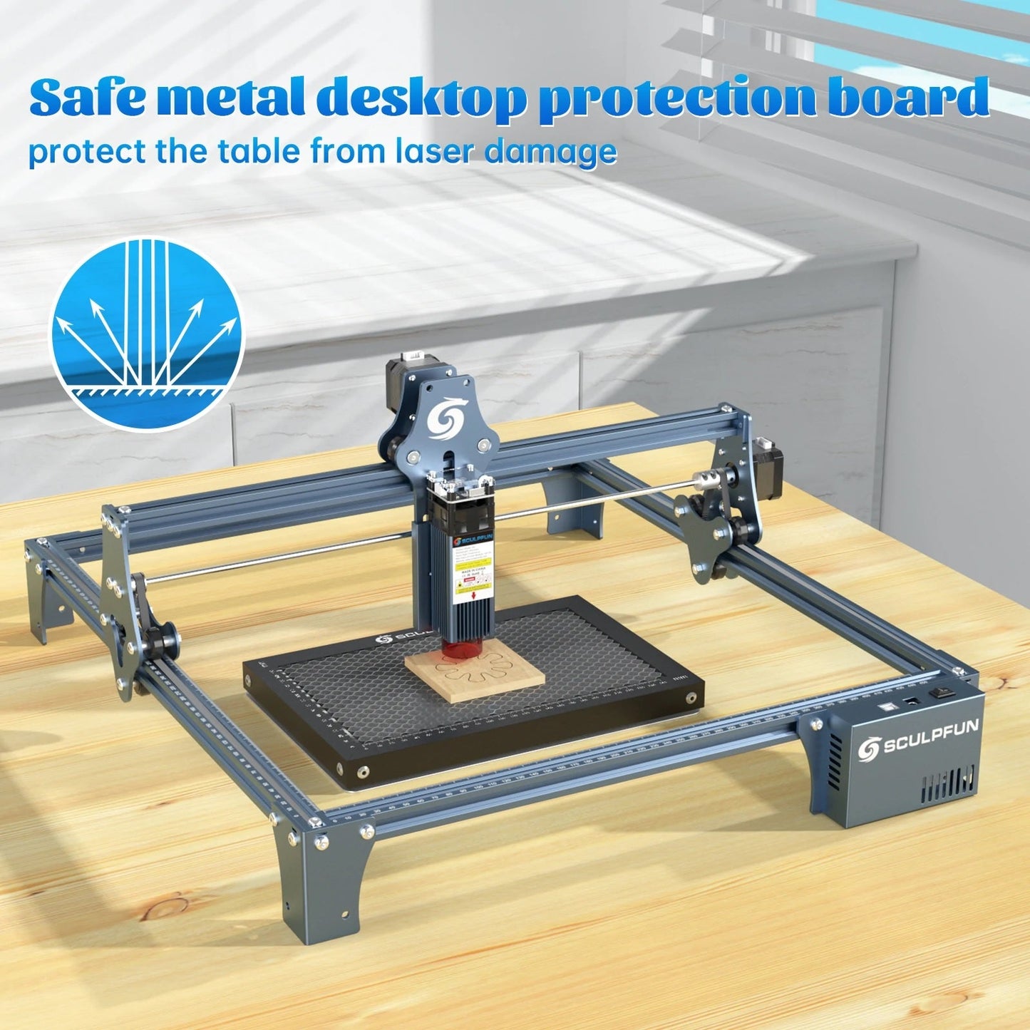 DEMO SCULPFUN S9 Laser Engraving and Cutting Machine + Laser Rotary Roller Combo - Electromann SA
