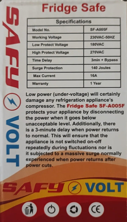 Protect Your Fridge with SAFY Fridge Safe Automatic Voltage Surge Protector - Electromann SA