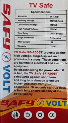Protect Your TV with SAFY TV Safe Automatic Voltage Protector - Electromann SA