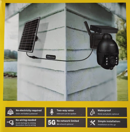 Andowl Q-SX80 Solar 4K HD Wifi+5G Outdoor Smart IP PTZ Camera - High-Quality Surveillance Camera with Wifi and PTZ Functionality (10005804) - Electromann SA