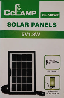 CCLamp CL-518WP 1.8W Solar Mobile Phone Charger - Electromann SA
