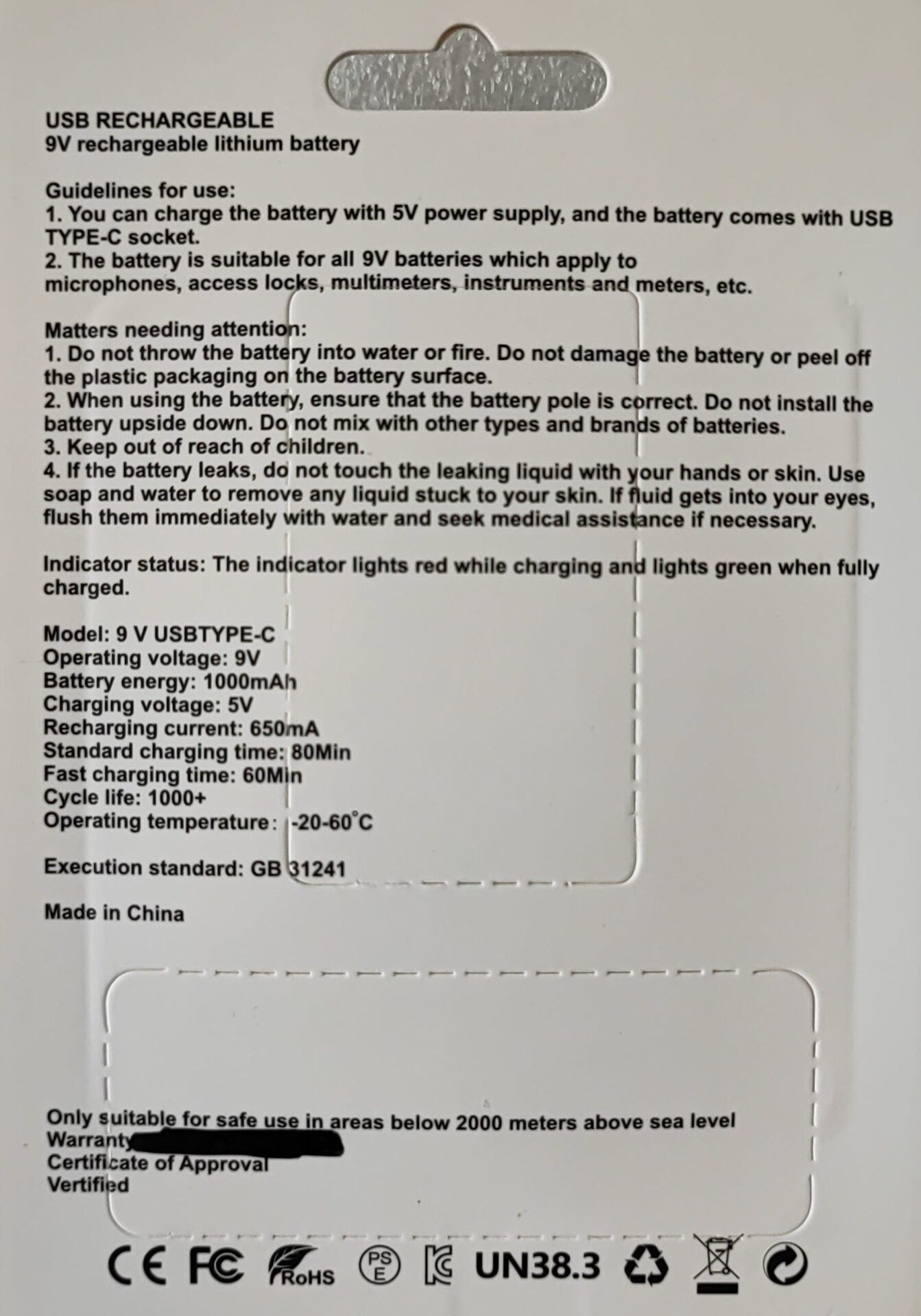 Hoselect 9v 1000mah Li-Ion Rechargeable Battery  (10005839) - Electromann SA