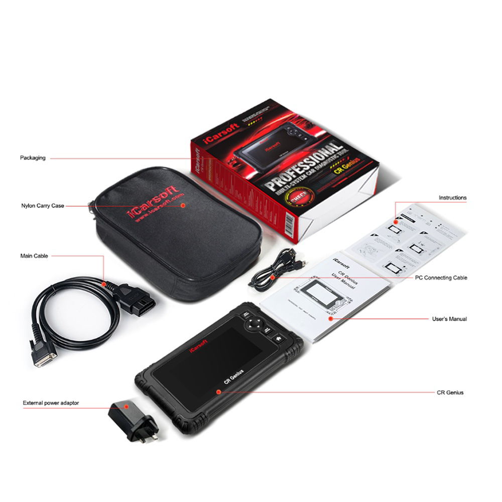 iCarsoft CR Genius Professional Multi-Brand Vehicle Diagnostic Tool - Advanced Diagnostic and Troubleshooting for Multiple Vehicle Brands - Electromann SA