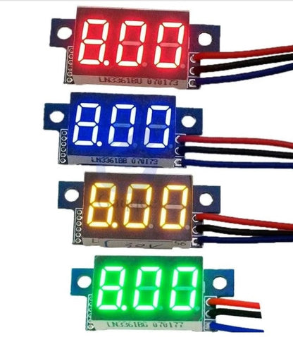 DC 0-100V 0.36 Inch Mini Digital Volt Meter 3 Wire - BLUE - Electromann SA