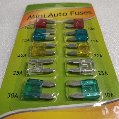 10pc Small Blade Fuse Kit for Vehicles - Essential Protection for Your Car's Electrical System - Electromann SA