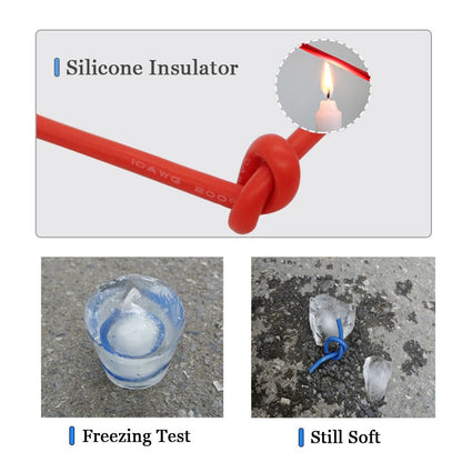 1Meter High Temperature Resistant 10AWG Low Resistance Silicone Cable - RED - Electromann SA