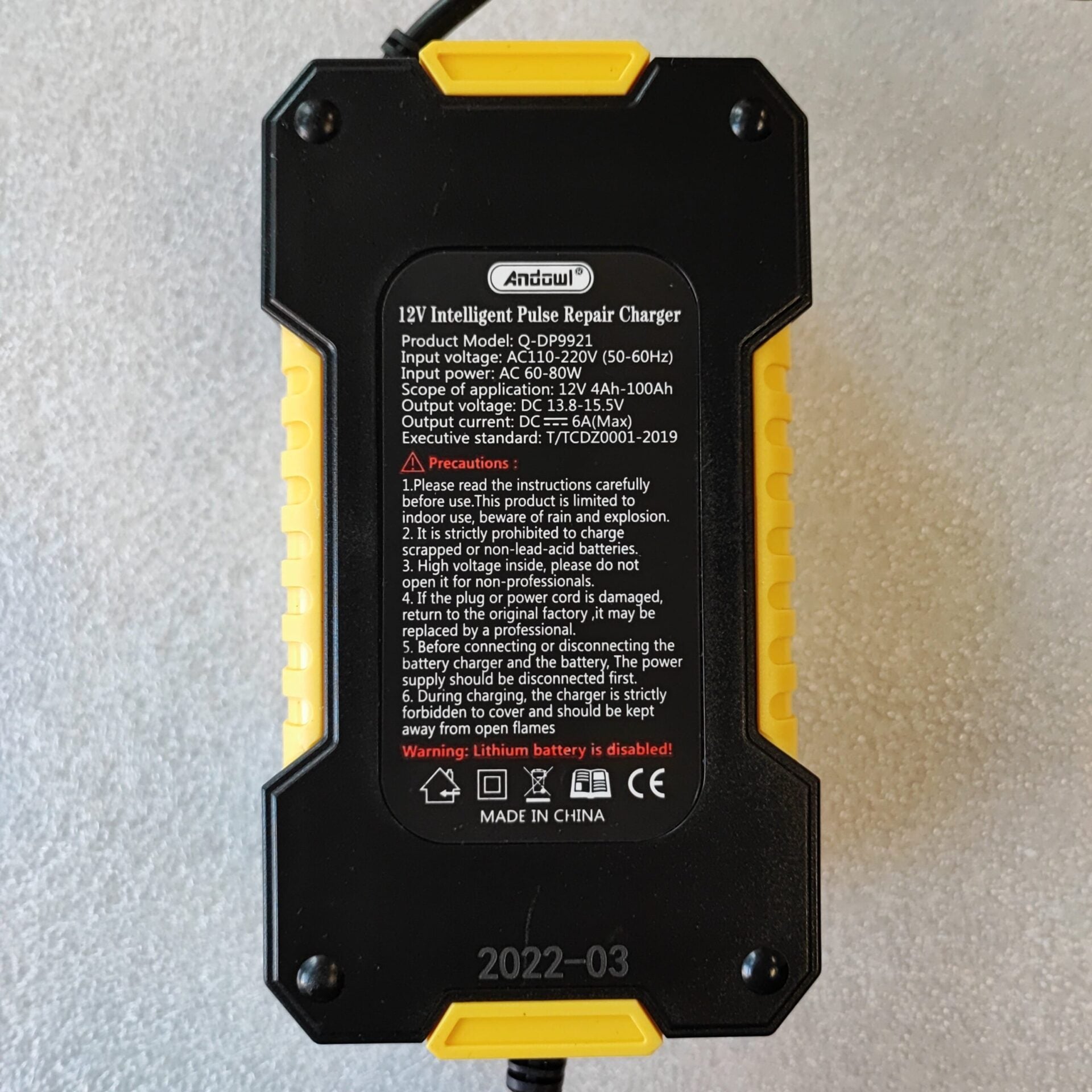 Andowl Q-DP9921 12V Intelligent Rapid Battery Charger - Fast and Efficient Charging - Electromann SA